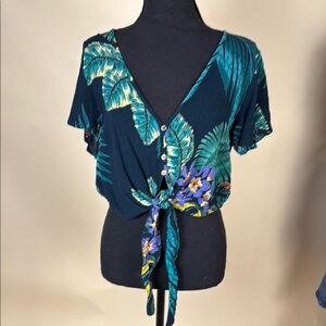Tropical Floral Print Women's Crop Top
